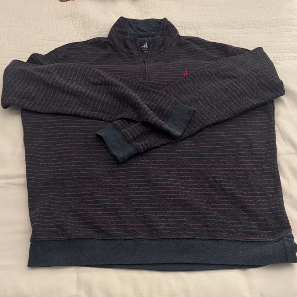 johnnie-O Men's Navy and Red Striped Zip-Up Sweater